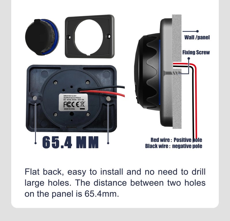 Bluejw Led Dual USB Car Charger QC3.0 PD3.0 12V/24V Fast Charging Adapter, 2 Port Automobile Charger Socket for Phones/Tablets/Marine - [Your Brand/Model] - Image 5